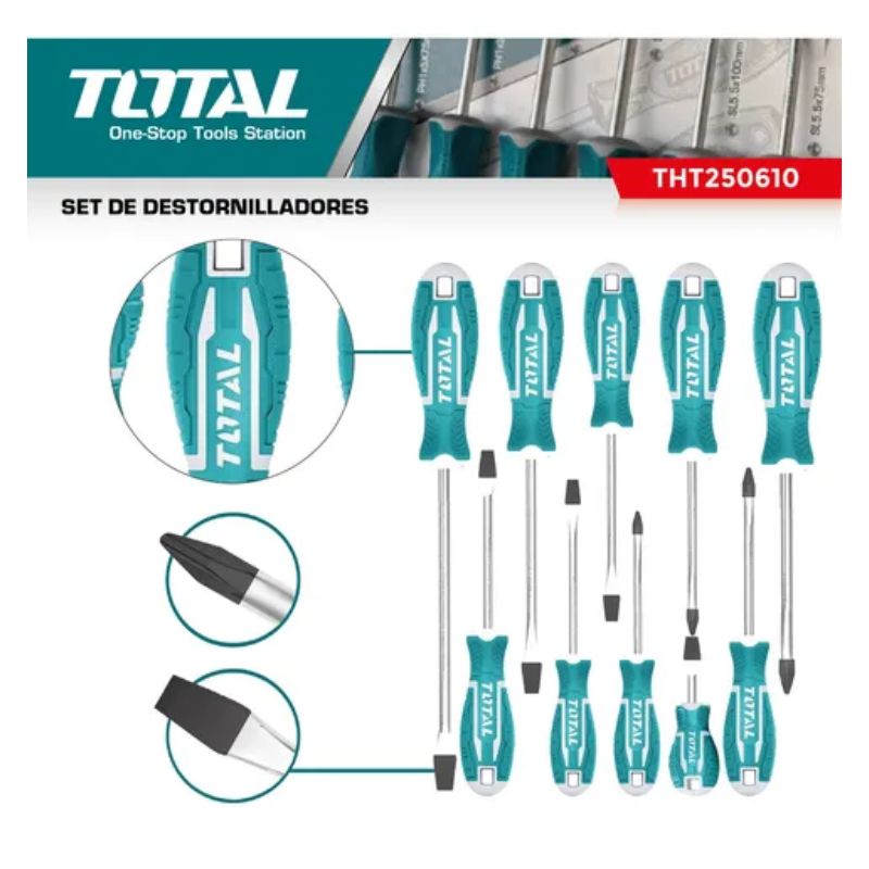 Set De 10 Destornilladores Tht250610 Industriales Total - Imagen 2
