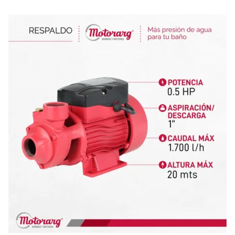 Bomba Periférica Motorarg 1/2 Hp Pf 50 M Monofásica - Imagen 2