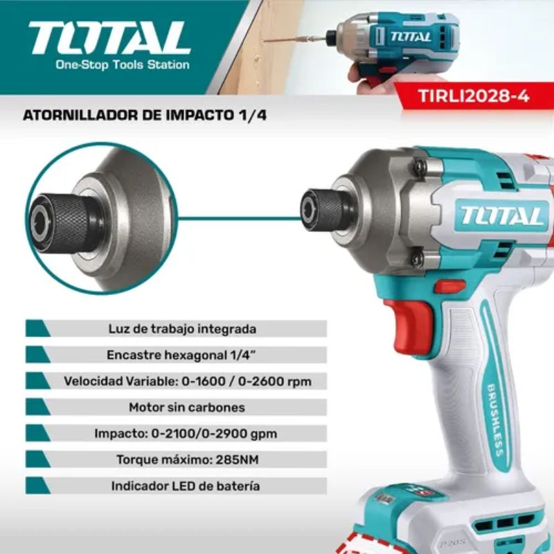 Atornillador Inalámbrico De Impacto 20v Total - Imagen 3