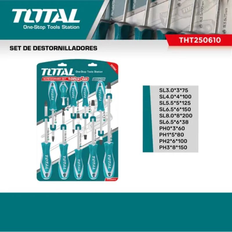 Set De 10 Destornilladores Tht250610 Industriales Total - Imagen 3