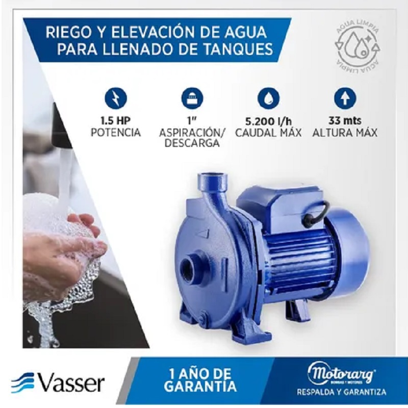 Bomba Centrifuga Vasser Qc150 1,5 Hp Monofasica - Imagen 2