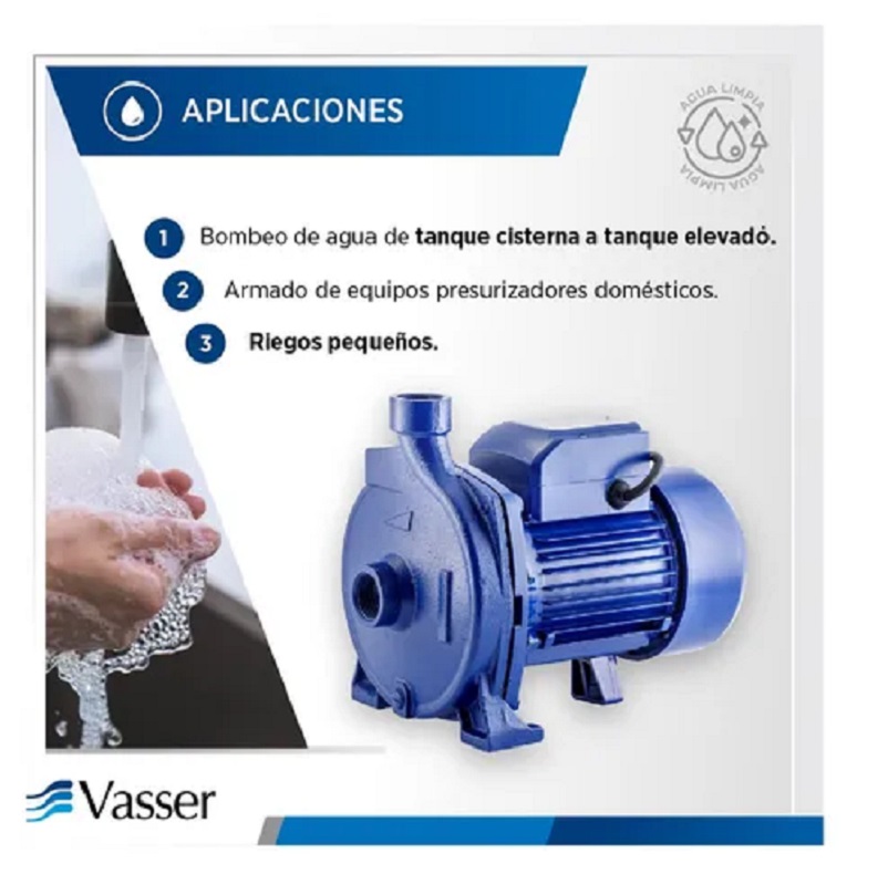 Bomba Centrifuga Vasser Qc150 1,5 Hp Monofasica - Imagen 3