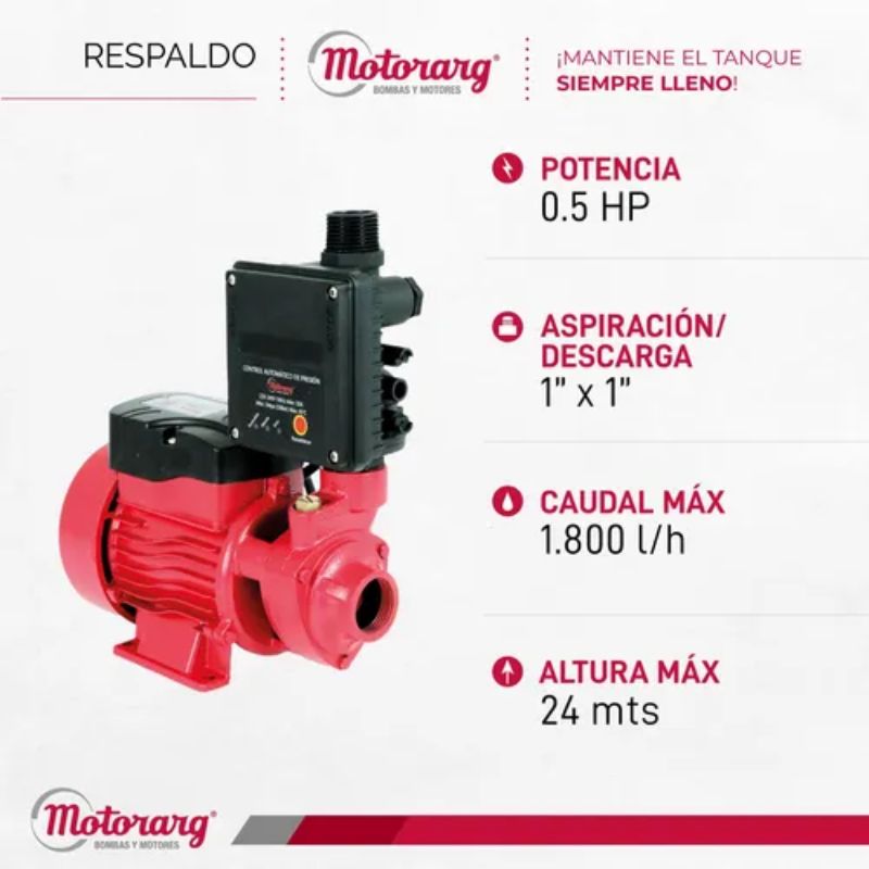 Bomba Elevadora Automatica Pf Matic Agua 0.5Hp Motorarg - Imagen 2