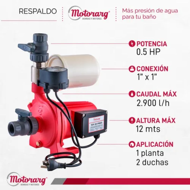 Bomba Agua Presurizadora Tip Pres 14 Motorarg - Imagen 2