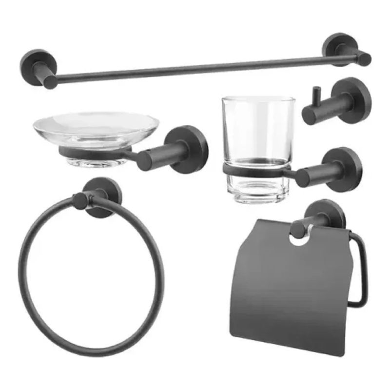 Set De Accesorios Para Baño Metálico Negro DYLLU