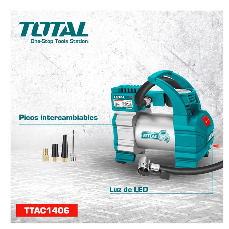 Compresor De Aire Inflador Portatil 140psi TTAC1406 TOTAL - Imagen 3