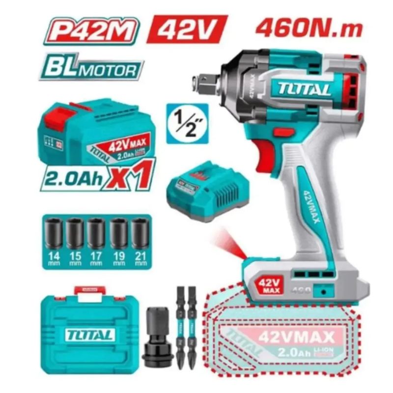 Llave De Impacto 42v 1/2'' Brushless 460nm TIWLI42462 Industrial TOTAL - Imagen 3