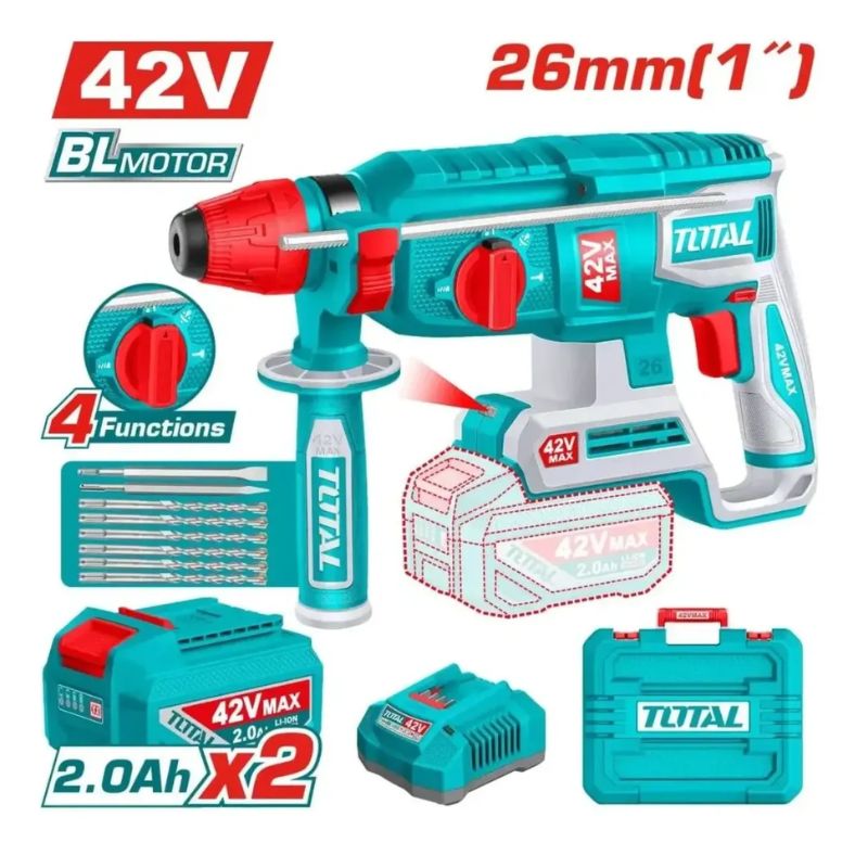 Rotomartillo Inalambrico Brushless Sds Plus 42v 26mm TRHLI422682 TOTAL - Imagen 3