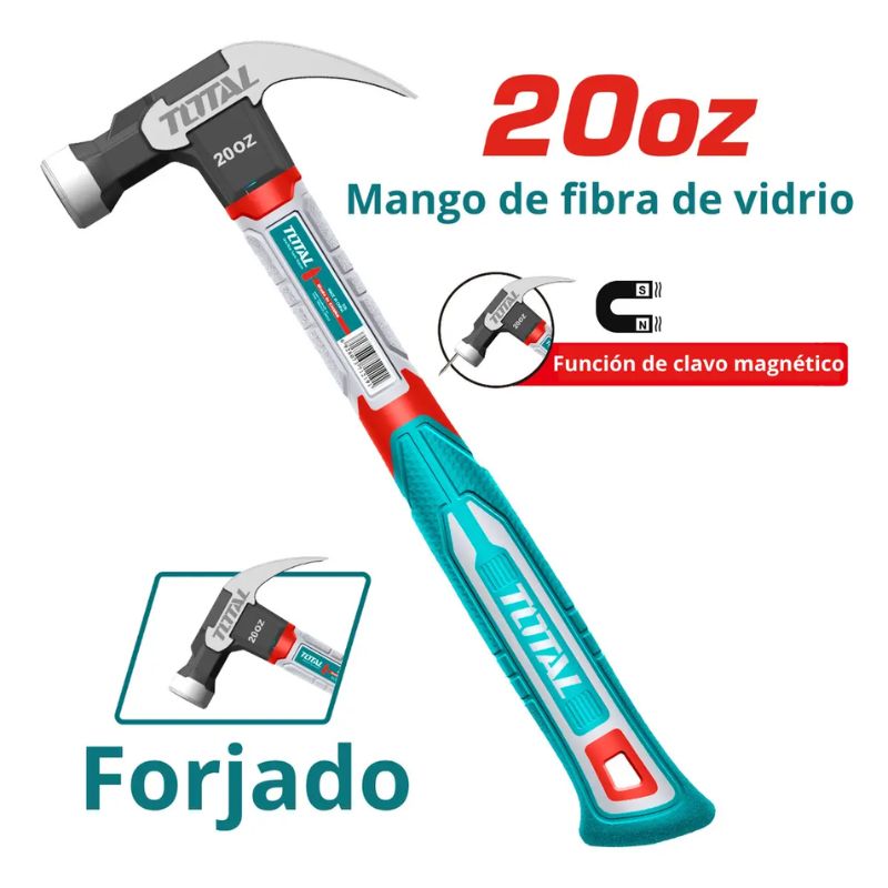Martillo Carpintero 560gr Clavo Magnético Industrial THCH61020 Total - Imagen 3
