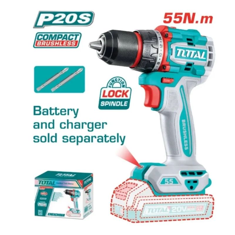 Taladro Inalambrico Brushless 20v 2000rpm 55nm TDLI205581 TOTAL - Imagen 2